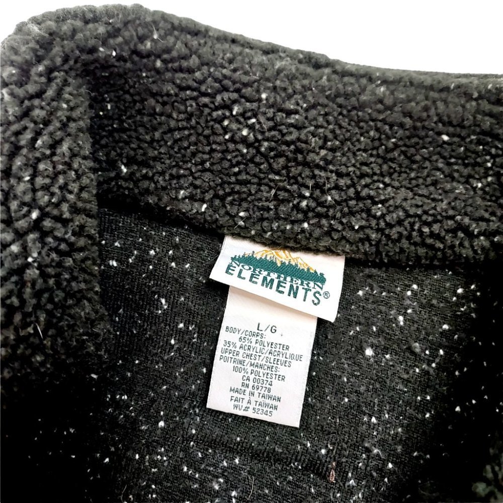 Northern Elements Canada Vintage Men's Large Green Fully Zip Heavy Fleece Jacket - Picture 3 of 6